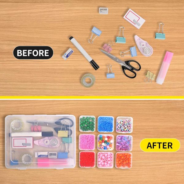 Bead Organizer Box, 30pcs Small Clear Plastic Storage Containers, Craft Storage Box Features Hinged Lid and Labels, Mini Boxes for Bracelets, Jewelry, Diamonds, Clay Beads, Screws, Seeds, Small Parts 30pcs money bouquet