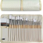 Paint Brushes Set of 24 Pieces Wooden Handles Brushes with Canvas Brush Case, Professional for Oil, Acrylic and Watercolor Painting-0