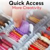 2PACK Embroidery Floss Organizer Box with 50 Cardboard Bobbins - 17 Compartments Clear embroidery thread and Beads organizer box, Snap-Tight Clear Sewing Organizer - Jewelry Bead Holder (Made in USA)-2