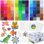 QUEFE Fuse Beads Kit 15000 Pcs 72 Colors 5mm Beads Craft Kit Including Pegboard, Melting Beads, Ironing Paper, Tweezers & Colorful Hooks, Christmas Home School Arts and Crafts Supplies for Girls-0