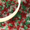 Christmas Beads(1200Pcs 6x9mm) Pony Beads Bulk, Red White Green Glitter Bead for Hair Braids, Christmas Decoration,Friendship Crafts (Xmas Glitter) ponytail
