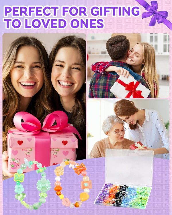 450PCS FIVEIZERO Assorted Acrylic Beads for Bracelet Making, Flower Star Heart Butterfly Candy Gummy Bear Kawaii Aesthetic Cute Beads for Jewelry Making, Keychains, Necklace, Phone Charms, DIY Crafts-3