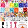 Dowsabel Bracelet Making Kit, Beads for Bracelets Making Pony, Kandi, Polymer Clay, Smile Face & Letter Beads for Jewelry Making, DIY Arts and Crafts Gifts Toys for Girls Age 6-12-0