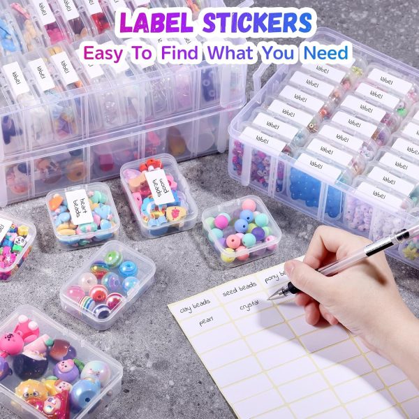 Funtopia Bead Organizers and Storage, 56 Pcs Small Plastic Containers with Lids and 3-Tier Stackable Storage Box, Mini Clear Organizers for Jewelry Toys Craft Storage (4 Sizes)-4