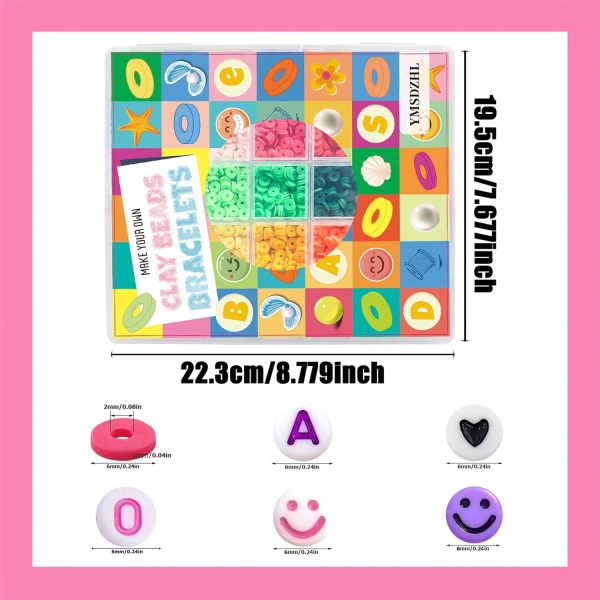 YMSDZHL 6000+PCS Clay Beads Bracelet Making Kit,24 Color DIY Flat Preppy Beads for Friendship Jewelry Making,Polymer Heishi Beads with Charms Gifts for Teen Girls Crafts for Ages 4-12-4