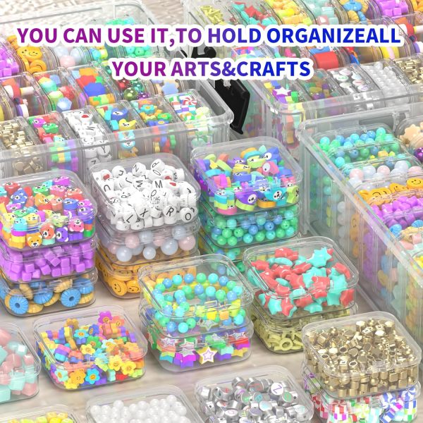 Bead Organizer Box 90 Pcs, 3-Tier Large Capacity Stackable Bead Storage Containers, Portable Plastic Craft Organizers for Jewelry Making, Bracelets, DIY, Nail Art Charms-4