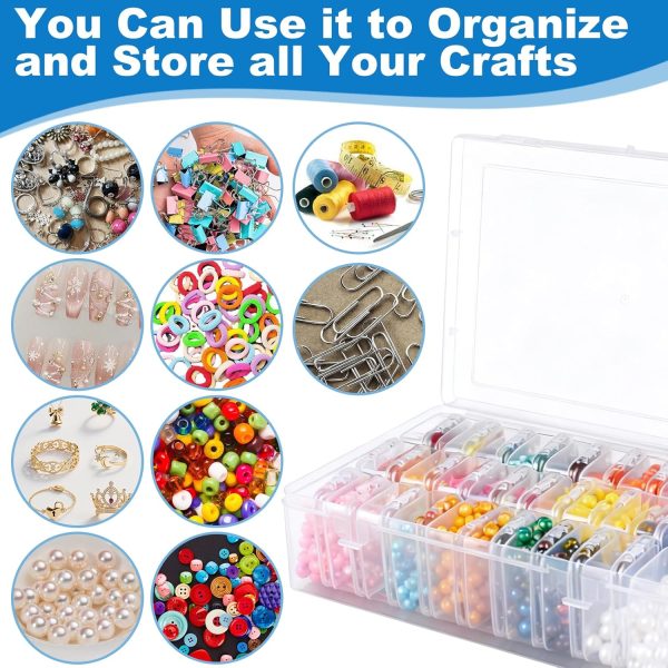 Bead Organizer Box, 60 Pcs Small Clear Plastic Storage Containers with Hinged Lid, Mini Craft Boxes for Beads, Jewelry Making, Diamond Painting, Nail Art, Screws and Small Parts Organization-3