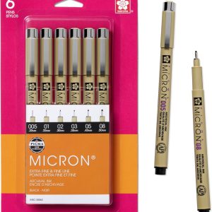 SAKURA Pigma Micron Fineliner Pens - Archival Black Ink Pens - Pens for Writing, Drawing, or Journaling - Assorted Point Sizes - 6 Pack-0