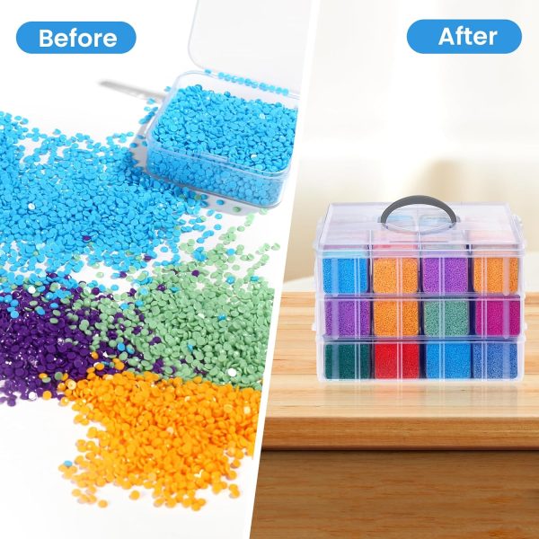 Douorgan Bead Organizer Box - 56 Pcs Small Storage Containers, 2-Tier Portable Stackable Plastic Cases for Bracelet Making, DIY Jewelry, Nail Charms-3