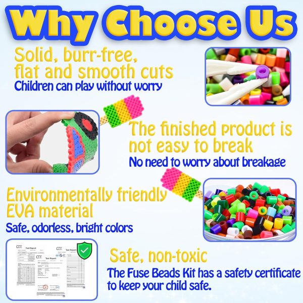 1000Pcs Fuse Beads - 5mm Black Melting Beads for Crafts, Hama Bead Bulk Refill Kit.-3