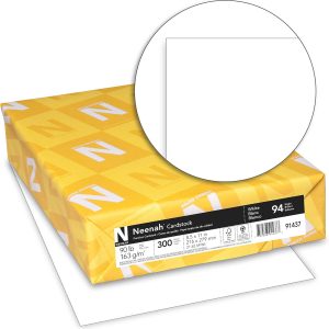 Neenah Index Cardstock, 8.5" x 11", 90 lb./163 gsm, White, 300 Sheets, Lightweight, 94 Brightness - EXTRA SHEETS, MORE VALUE! (91437)-0