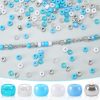UPINS 1200Pcs Winter Pony Beads,Blue and White Pony Beads Hanukkah Snowflake Hair Glitter Beads Bulk Ocean Sea Beads for Crafts Friendship Necklace Earrings DIY-2