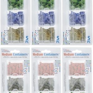 Bead Storage Solutions Elizabeth Ward 5 Piece Craft Organizing Storage Containers for Small Beads, Crystals, and Fasteners, Clear (6 Pack)-0