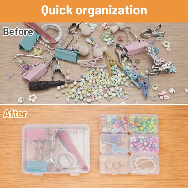Mathtoxyz Small Bead Organizers and Storage, Clear Storage Containers Rectangle Bead Holder Plastic Cases Transparent Boxes for Nail DIY Craft Making Jewelry Battery Screw-1