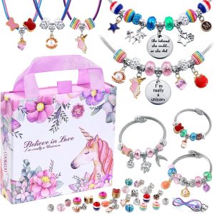 COO&KOO Girls Charm Bracelet Making Kit: Unicorn Jewelry Making Kit Gifts Crafts for Girl 8-12 A Perfect Girls Toy for Ages 6 7 8 9 10 Girl That Imagination Self-Expression and Inspires Creativity-0