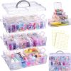 Funtopia Bead Organizers and Storage, 56 Pcs Small Plastic Containers with Lids and 3-Tier Stackable Storage Box, Mini Clear Organizers for Jewelry Toys Craft Storage (4 Sizes)-1