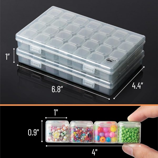 Mr. Pen-Bead Storage Containers, 28 Grids, 2 Pack, Grey, 160pcs Label Stickers, Bead Organizer, Craft Organizers and Storage, Containers for Organizing, Box (NIWL056M311)-2