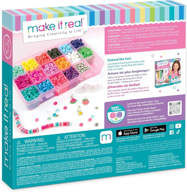 Make It Real Heishi Bead Kit - Vibrant Colors - Creative Beading Set for Kids Compatible with Bracelet Maker - Organize with Storage Case-1
