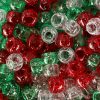 Christmas Beads(1200Pcs 6x9mm) Pony Beads Bulk, Red White Green Glitter Bead for Hair Braids, Christmas Decoration,Friendship Crafts (Xmas Glitter) 54 millimeters