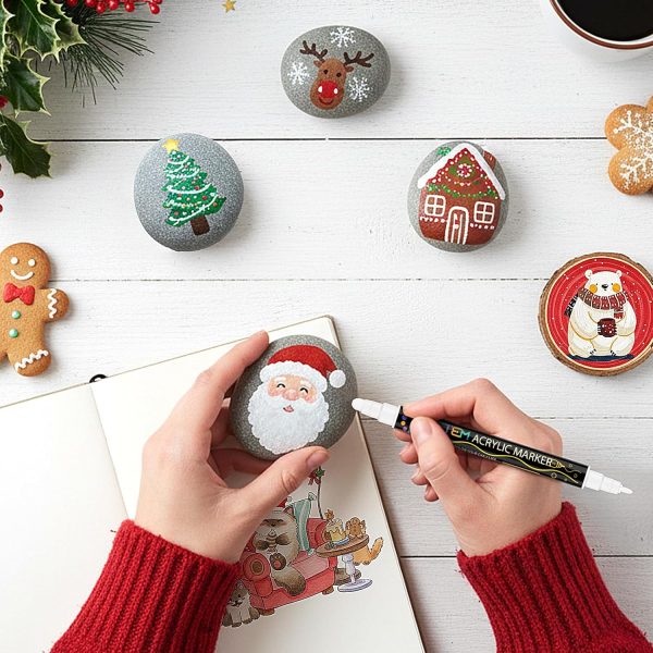 Betem 24 Colors Dual Tip Acrylic Paint Pens Markers, Premium Acrylic Paint Markers Stocking Stuffers for Rock, Wood, Fabric, Glass, Canvas, Ceramic, Christmas Gifts for Teens DIY Crafts Art Supplies-3