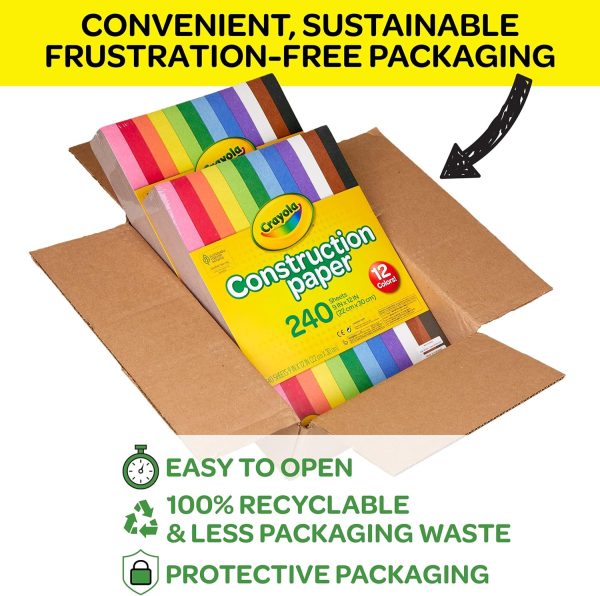 Crayola Construction Paper Bulk Pack (480 Sheets) – 10 Assorted Colors, 9x12, Classroom Arts & Crafts Supplies for Kids, Art Paper for School Projects-4