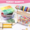 4800 Pcs Pony Beads for Friendship Bracelets 6x9mm 18 Solid 8 Color Shapes 10 Glitter Plastic Beads for Jewelry Making Supplies Necklaces Keychains Hair Braid DIY Craft Accessories-2