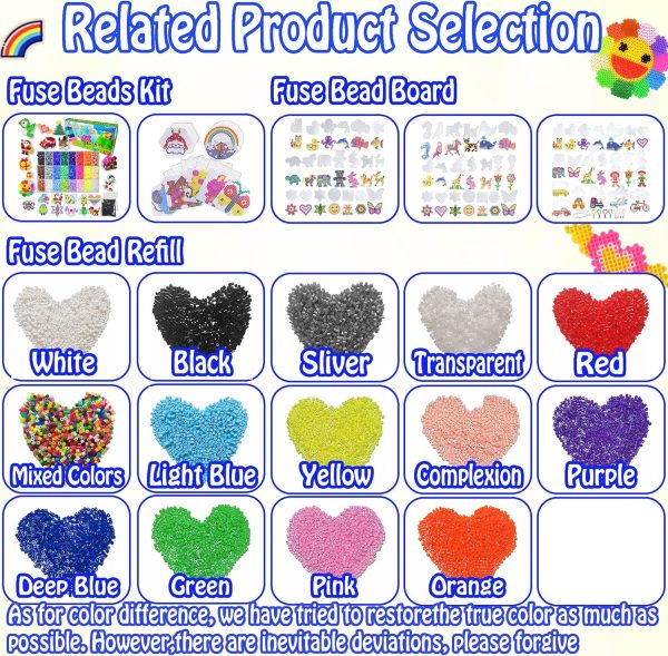 1000Pcs Fuse Beads - 5mm Black Melting Beads for Crafts, Hama Bead Bulk Refill Kit.-1