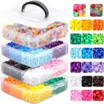 4800 Pcs Pony Beads for Friendship Bracelets 6x9mm 18 Solid 8 Color Shapes 10 Glitter Plastic Beads for Jewelry Making Supplies Necklaces Keychains Hair Braid DIY Craft Accessories-0