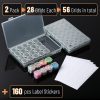 Mr. Pen-Bead Storage Containers, 28 Grids, 2 Pack, Grey, 160pcs Label Stickers, Bead Organizer, Craft Organizers and Storage, Containers for Organizing, Box (NIWL056M311)-1