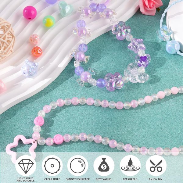 Assorted 180-240PCS Acrylic Beads for Bracelet Making, Flower Bow Butterfly Candy GummyBear Aesthetic Bracelet Charms,Cute Beads for Jewelry Making DIY Necklace Keychain Phone Charm-4
