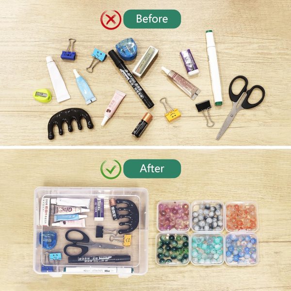 MOLN HYMY Bead Organizer, 30pcs Clear Bead Containers for Organizing, Small Plastic Box with Hinged Lids and 60 Labels for Bracelet Making DIY Jewelry Crafts and Various Accessories-3