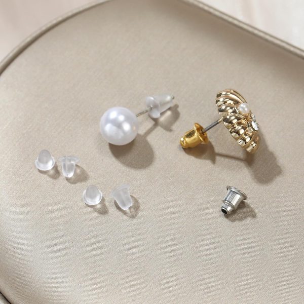 12 Styles 600 Pcs Earring Backs for Studs, Clear Plastic Earrings Hypoallergenic Metal Rubber Silicone Earring Backs Bullet Clutch Stoppers Replacement Kits for Fish Hook Earring Studs Hoops-4