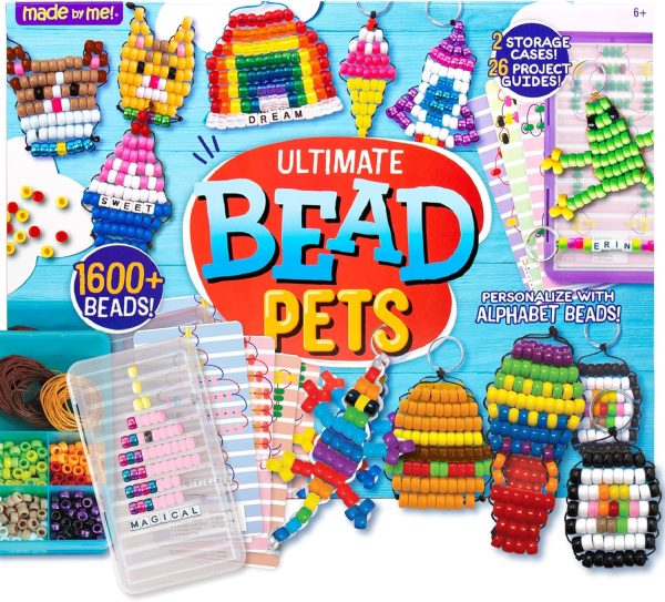 Made By Me Ultimate Bead Pets by Horizon Group USA, Bead Pets Crafts for Kids, Includes Over 1400 Beads, Cording, Keychains & Carabiner Clips, Design Templates, Storage Cases & More-0