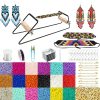 Frame Bead Loom Kit for Beaded Bracelets Earrings Belts Making, Include 17250 Seed Beads 3mm 18 Colors and 150 Meter Clear String, Beading Trays, Needles, with Instruction, DIY Boho Jewelry-0