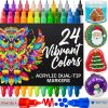 ARTISTRO 24 Acrylic Paint Markers for Rock, Fabric, Wood, Glass, Craft, Decoration - Dual-Tip Paint Pens - Stocking Stuffers, Christmas Gift Idea for Teens, Grandkids, Kids - Art Supplies-0