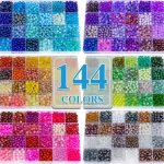 XSEINO About 7200PCS 6mm Glass Beads Bracelet Making Kit,144 Assorted Colors Crystal Glass Beads for Bracelet and Jewelry Making and DIY Crafts,Friendship Gifts,to Give to Friends, Family-0