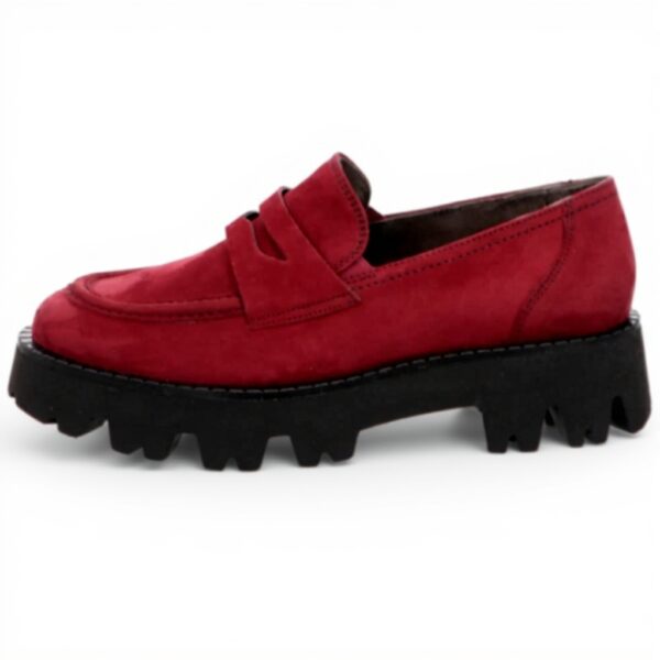 Mocassin Paul Green Femme Cuir Nubuk Rouge 2989