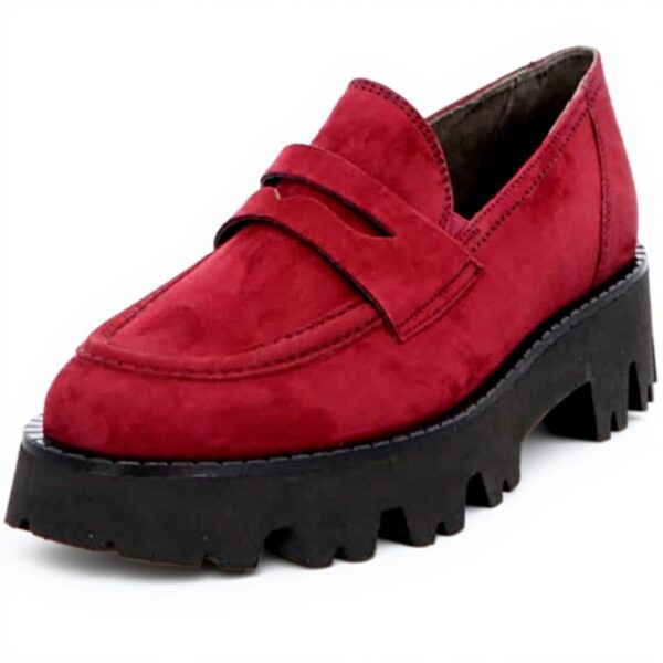 Mocassin Paul Green Femme Cuir Nubuk Rouge 2989