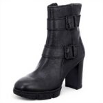 Bottines Paul Green Femme Noir Cuir véritable Talon bloc