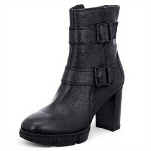 Bottines Paul Green Femme Noir Cuir véritable Talon bloc