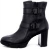 Bottines Paul Green Femme Noir Cuir véritable Talon bloc