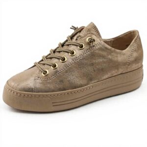 Baskets Paul Green 4081-466 daim beige femme cuir métallisé
