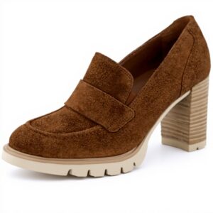 Escarpins Paul Green Femme Cuir Souple Talon Bloc Marron