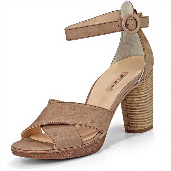 Sandales Paul Green femme cuir talon bloc beige 6066-009