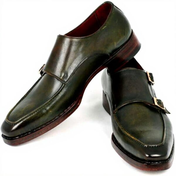 Paul Parkman Chaussures double monkstrap homme vert Goodyear