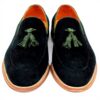 Mocassins daim vert homme Paul Parkman pompons fabrication