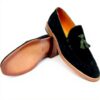 Mocassins daim vert homme Paul Parkman pompons fabrication