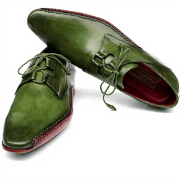 Paul Parkman Richelieu Homme Vert Cuir Véritable Lacets