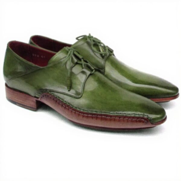 Paul Parkman Richelieu Homme Vert Cuir Véritable Lacets