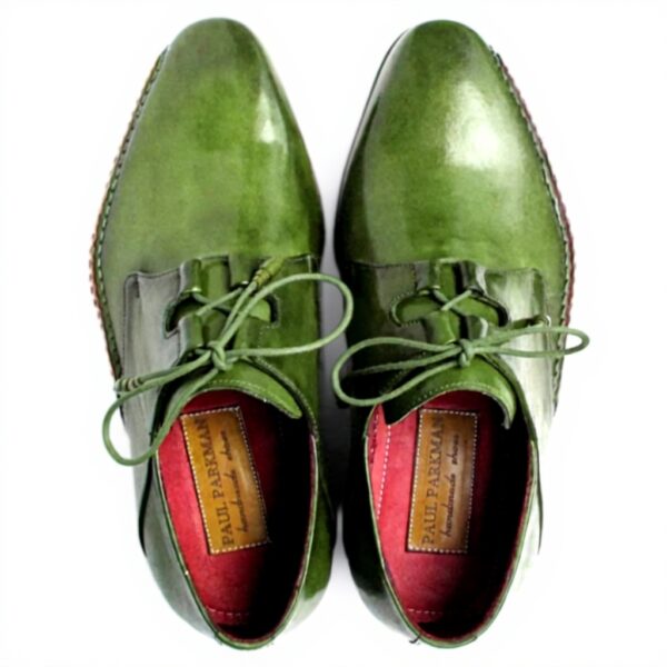Paul Parkman Richelieu Homme Vert Cuir Véritable Lacets